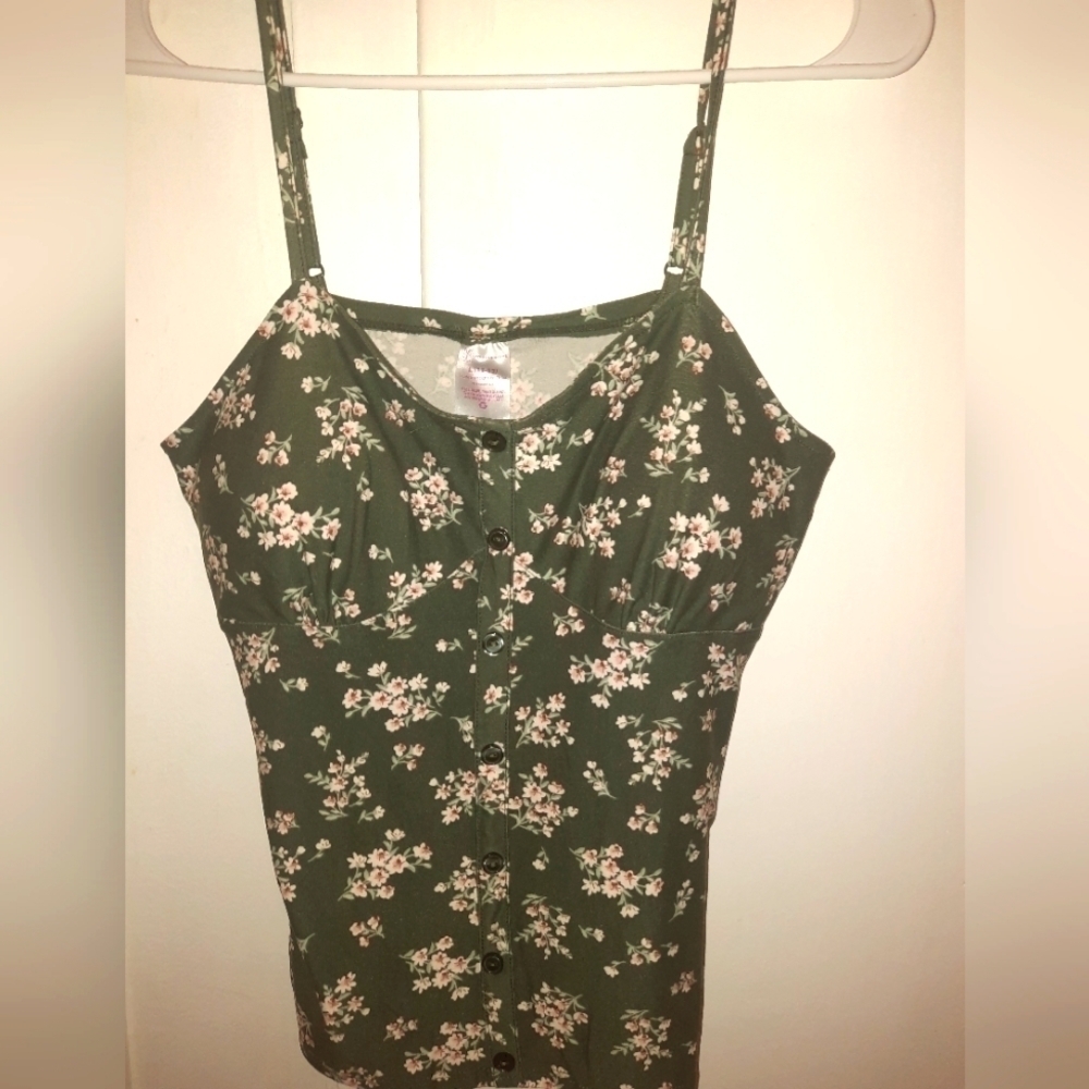 Green floral tank